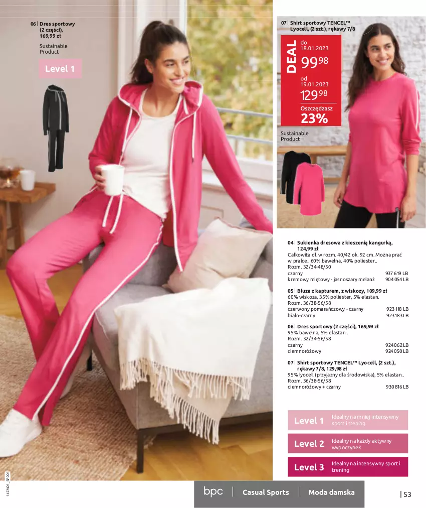 Gazetka promocyjna Bonprix - BEST OF BONPRIX - ważna 05.01 do 03.07.2023 - strona 55 - produkty: Bluza, Bluza z kapturem, Dres, Por, Sport, Sukienka, Wełna