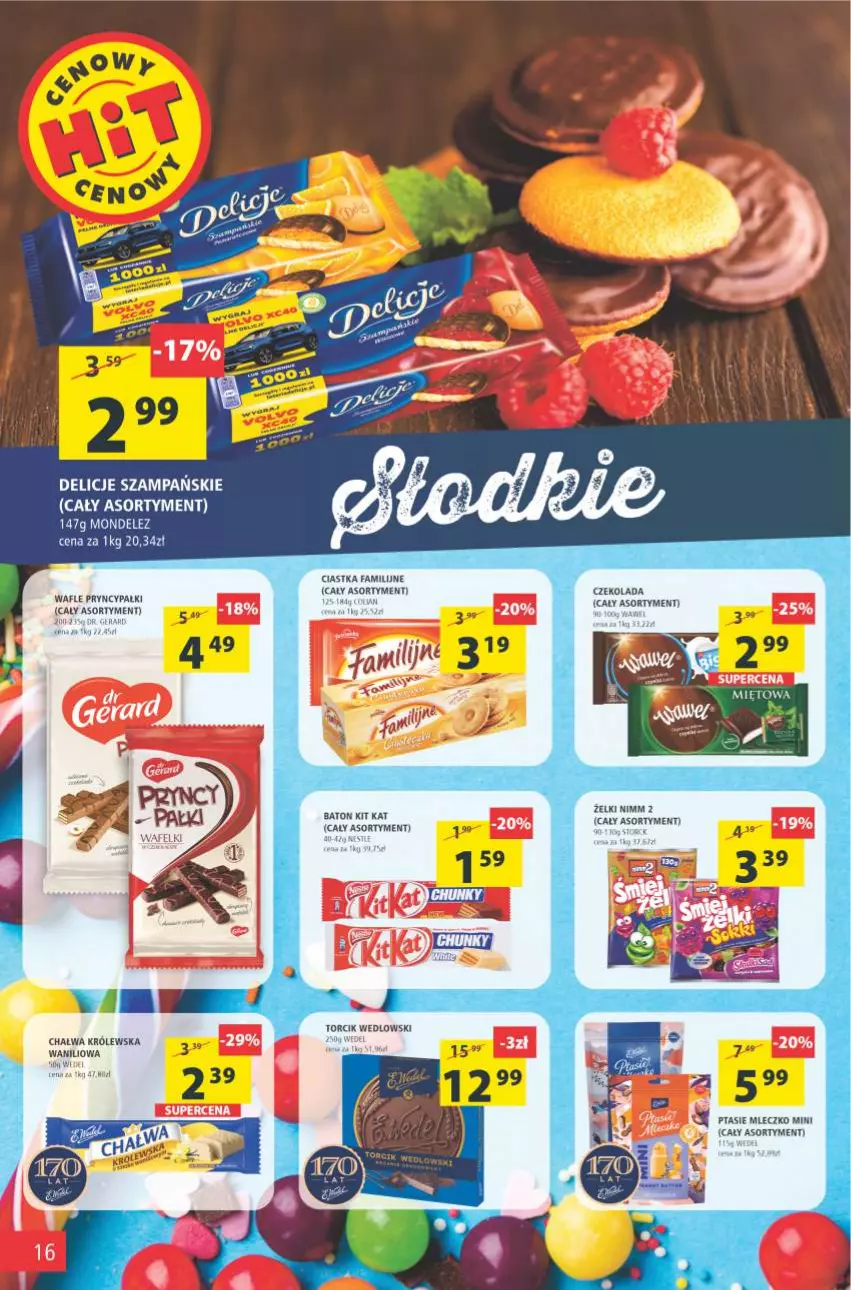 Gazetka promocyjna Arhelan - Gazetka - ważna 05.11 do 14.11.2021 - strona 16 - produkty: Baton, Chałwa, Ciastka, Czekolada, Delicje, Fa, Kit Kat, Mleczko, Ptasie mleczko, Wafle