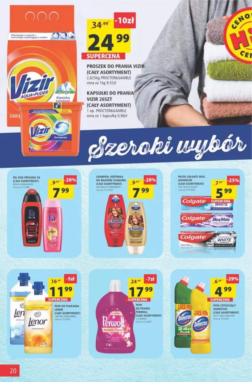 Gazetka promocyjna Arhelan - Gazetka - ważna 05.11 do 14.11.2021 - strona 20 - produkty: Colgate, Domestos, Fa, Kapsułki do prania, Lenor, LG, Odżywka, Perwoll, Płyn do płukania, Proszek do prania, Schauma, Szampon, Vizir