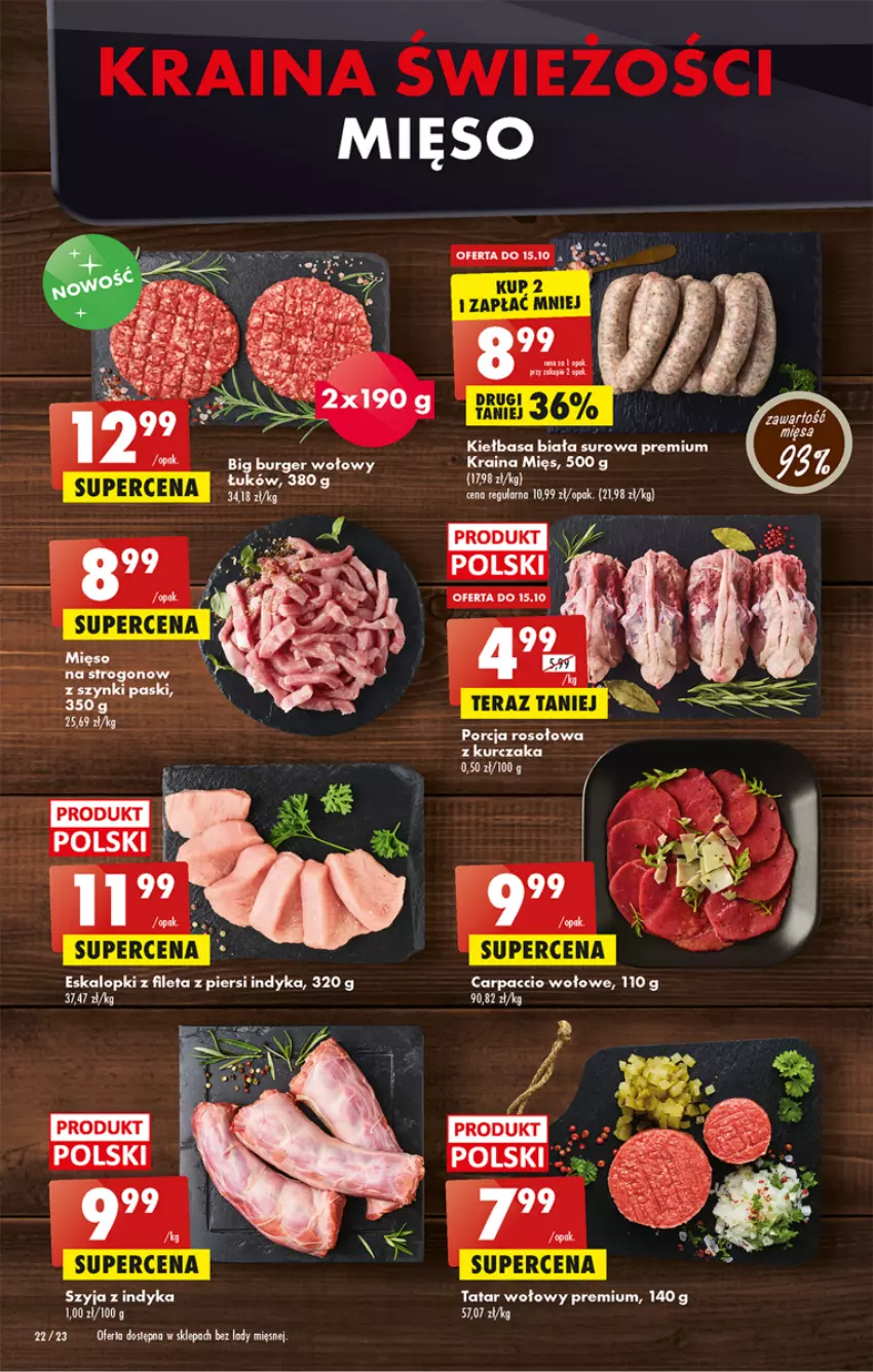 Gazetka promocyjna Biedronka - W tym tygodniu - ważna 13.10 do 19.10.2022 - strona 22 - produkty: Burger, Carpaccio, Kiełbasa, Kiełbasa biała, Kurczak, Mięso, Tatar wołowy, Tera