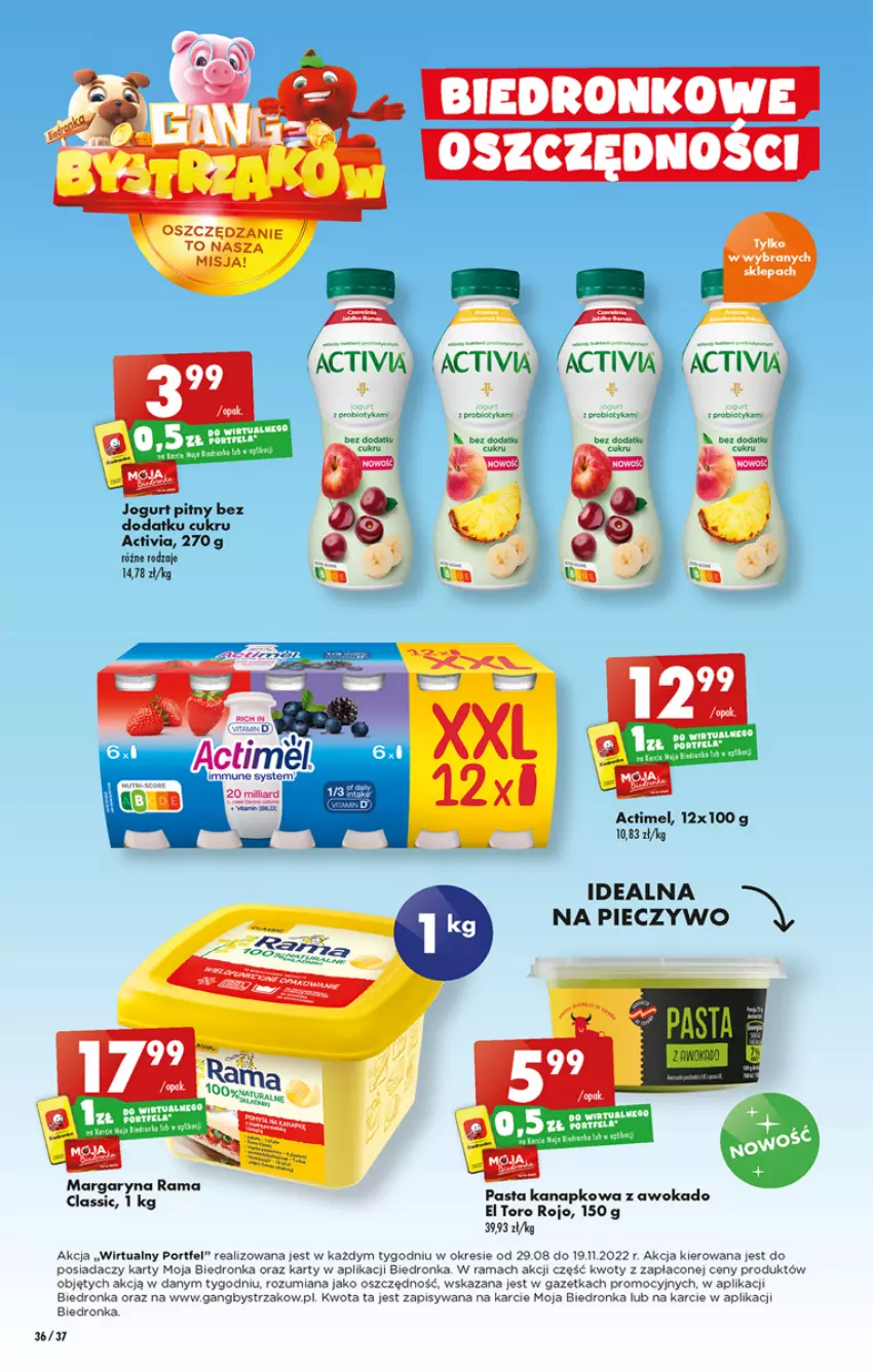 Gazetka promocyjna Biedronka - W tym tygodniu - ważna 13.10 do 19.10.2022 - strona 36 - produkty: Actimel, Activia, Jogurt, Jogurt pitny, Margaryna, Piec, Pieczywo, Por, Rama