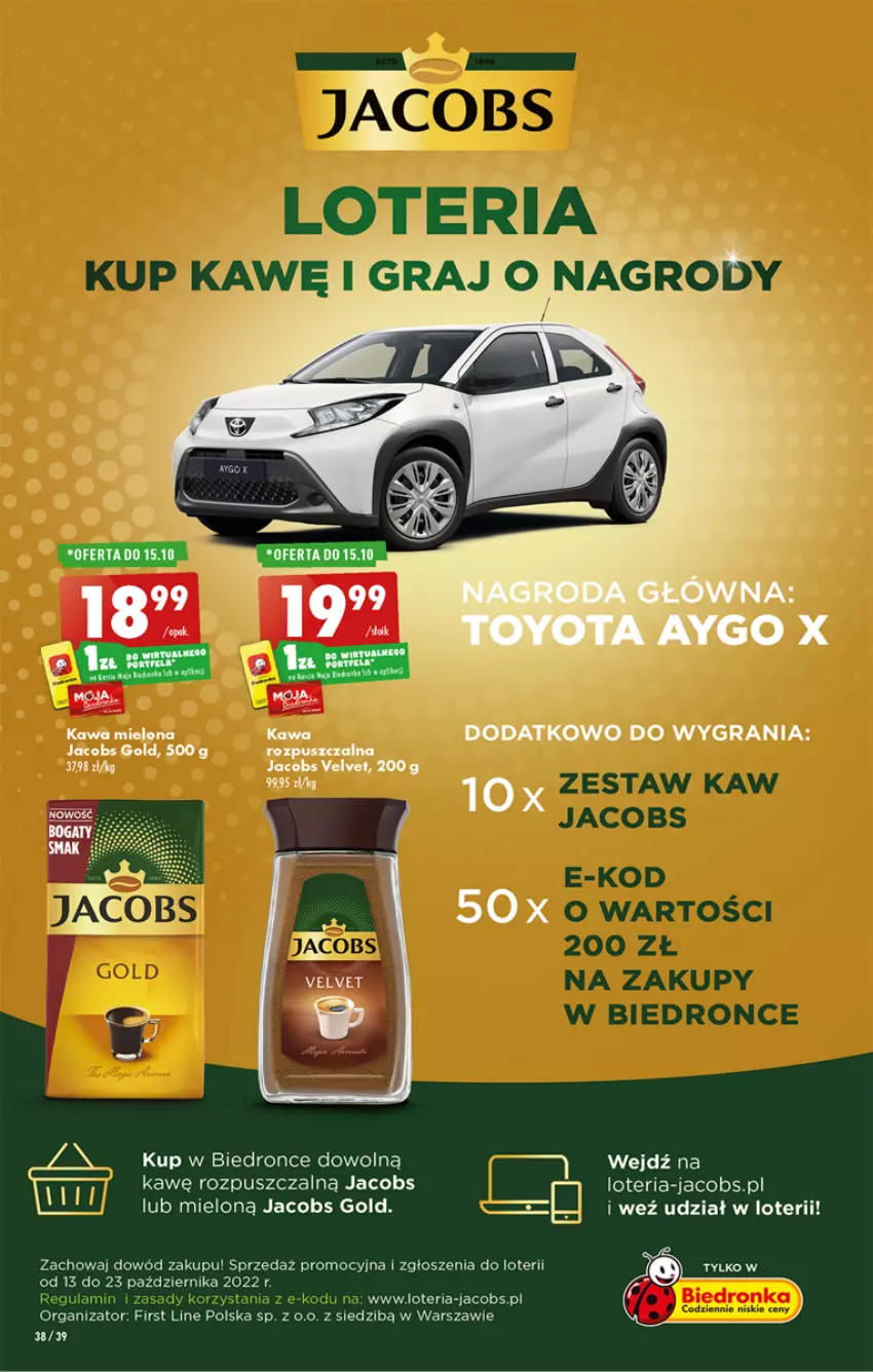 Gazetka promocyjna Biedronka - W tym tygodniu - ważna 13.10 do 19.10.2022 - strona 38 - produkty: Gra, Jacobs, Jacobs Velvet, Kawa, Kawa mielona, Velvet