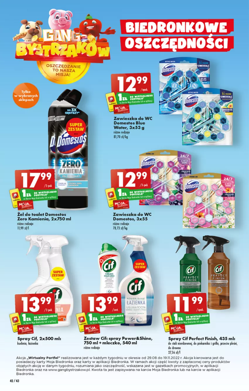 Gazetka promocyjna Biedronka - W tym tygodniu - ważna 13.10 do 19.10.2022 - strona 42 - produkty: Cif, Domestos, Finish, Grill, Kuchnia, Mleczko, Piekarnik, Por, Rama, Zawieszka do wc