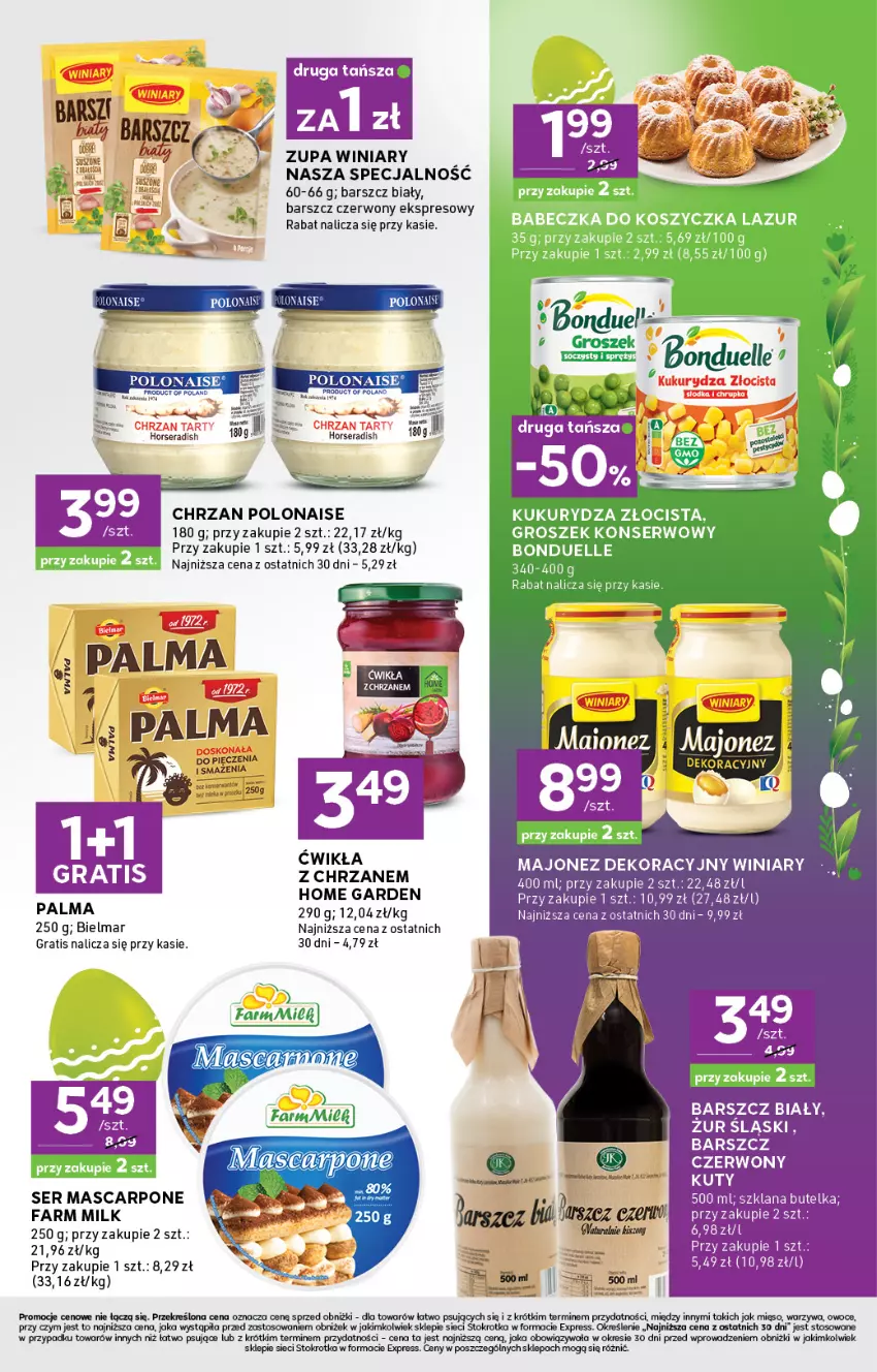 Gazetka promocyjna Stokrotka - Stokrotka Express - ważna 26.03 do 01.04.2026 - strona 5 - produkty: Chrzan, Fa, Farm Milk, Gra, LANA, Majonez, Mascarpone, Mięso, Owoce, Palma, Piec, Ser, Warzywa, Winiary, Zupa