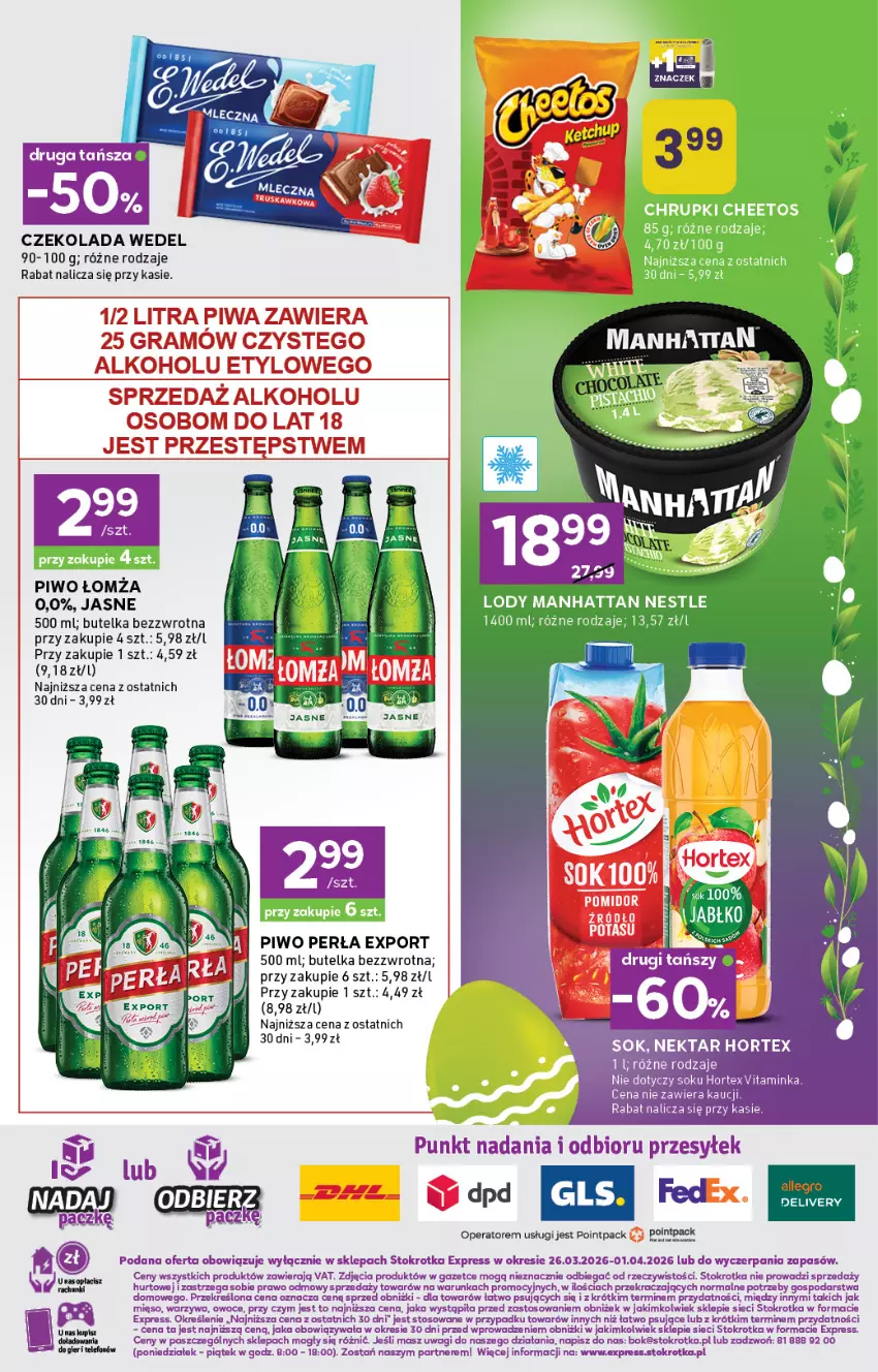 Gazetka promocyjna Stokrotka - Stokrotka Express - ważna 26.03 do 01.04.2026 - strona 6 - produkty: Czekolada, Gra, Hortex, Inka, Mięso, Nektar, O nas, Owoce, Perła, Piwa, Piwo, Por, Sok, Wagi, Warzywa