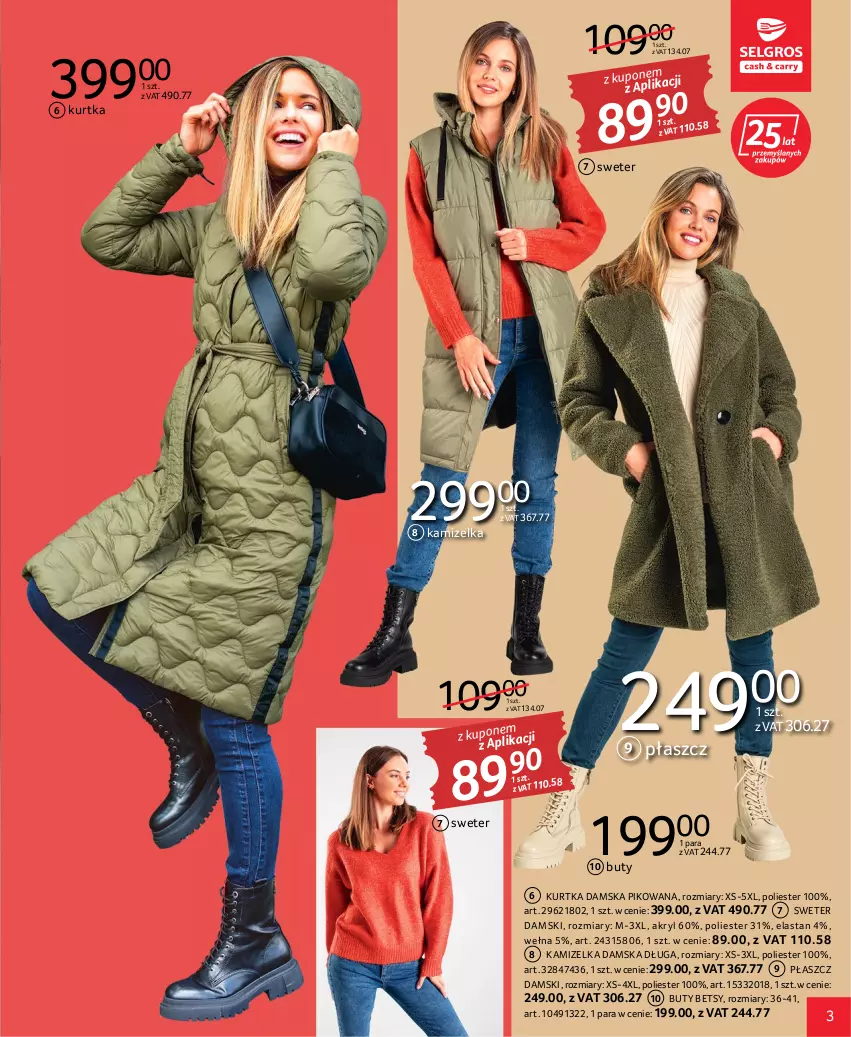 Gazetka promocyjna Selgros - Katalog Tekstylia - ważna 22.09 do 05.10.2022 - strona 3 - produkty: Buty, Kamizelka, Kurtka, Płaszcz, Sweter, Wełna