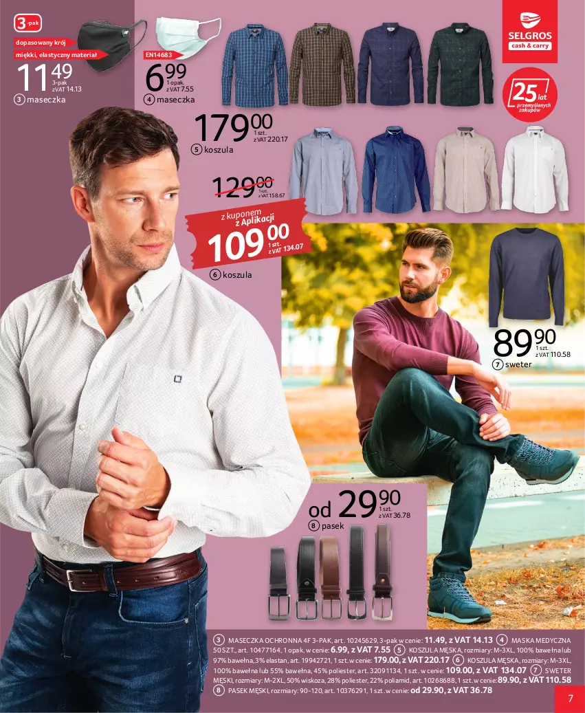 Gazetka promocyjna Selgros - Katalog Tekstylia - ważna 22.09 do 05.10.2022 - strona 7 - produkty: Kosz, Koszula, Maska, Maska medyczna, Pasek, Pasek męski, Sweter, Wełna