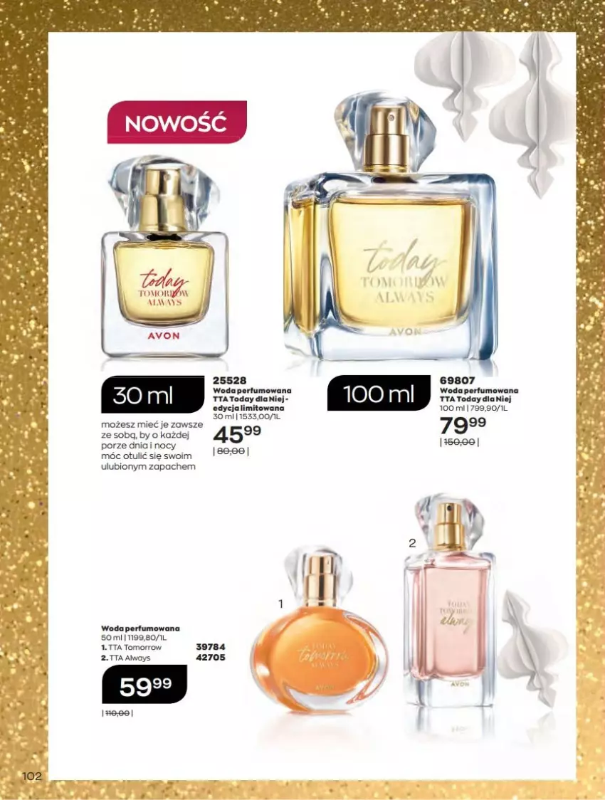 Gazetka promocyjna Avon - Katalog Avon 12/2021 kampania grudzień - ważna 01.12 do 31.12.2021 - strona 102 - produkty: Always, Fa, Perfum, Por, Woda, Woda perfumowana