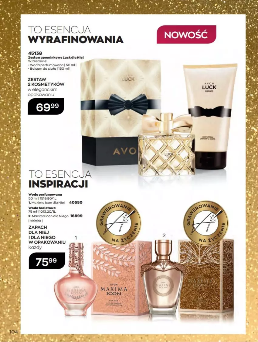 Gazetka promocyjna Avon - Katalog Avon 12/2021 kampania grudzień - ważna 01.12 do 31.12.2021 - strona 104 - produkty: Perfum, Woda, Woda perfumowana, Woda toaletowa