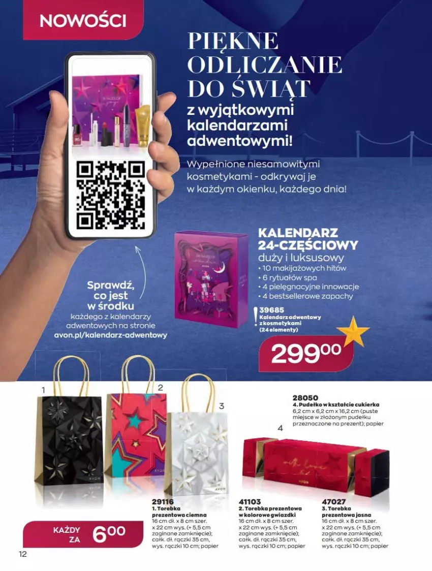 Gazetka promocyjna Avon - Katalog Avon 12/2021 kampania grudzień - ważna 01.12 do 31.12.2021 - strona 12 - produkty: Cukier, Feta, Gin, Kalendarz, Pudełko, Torebka