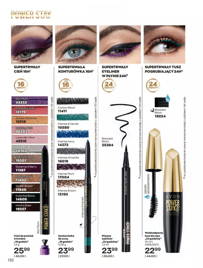 Gazetka promocyjna Avon - Katalog Avon 12/2021 kampania grudzień - ważna 01.12 do 31.12.2021 - strona 132 - produkty: Cień, Gra, Konturówka do oczu, Lack, Por, Tusz