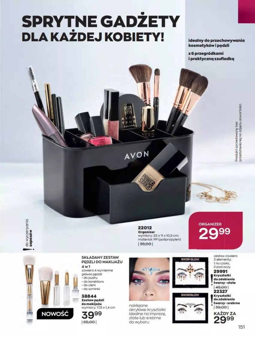 Gazetka promocyjna Avon - Katalog Avon 12/2021 kampania grudzień - ważna 01.12 do 31.12.2021 - strona 151 - produkty: Klej, Makijaż, Organizer, Zestaw pędzli