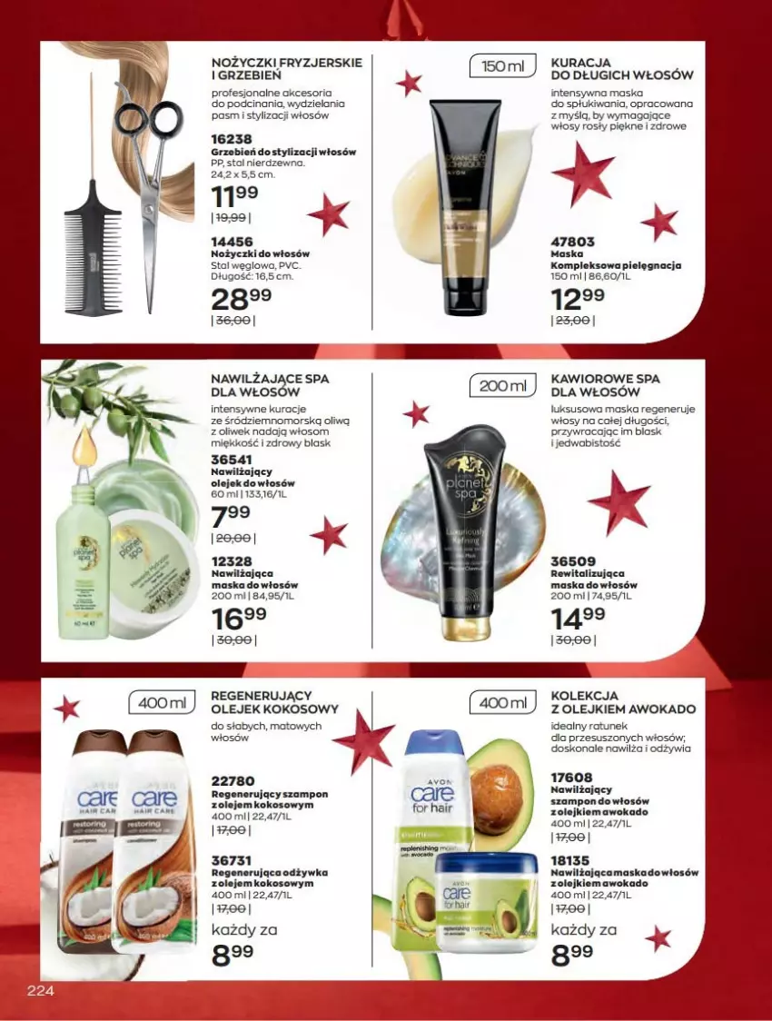 Gazetka promocyjna Avon - Katalog Avon 12/2021 kampania grudzień - ważna 01.12 do 31.12.2021 - strona 224 - produkty: Kawior, Kokos, Maska, Maska do włosów, Noż, Nożyczki, Odżywka, Olej, Szampon