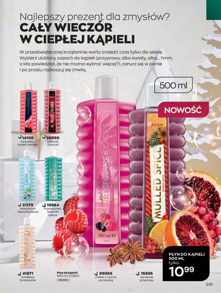 Gazetka promocyjna Avon - Katalog Avon 12/2021 kampania grudzień - ważna 01.12 do 31.12.2021 - strona 241 - produkty: Kosz, Płyn do kąpieli, Por, Przyprawy