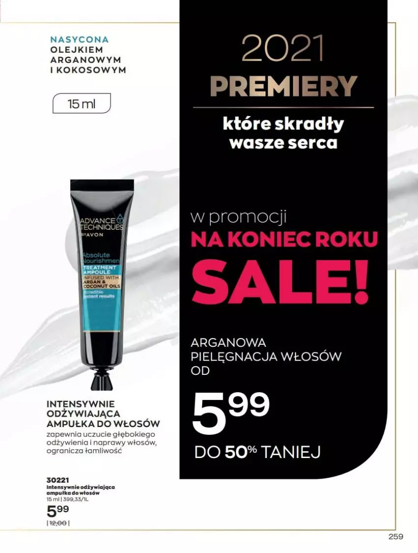 Gazetka promocyjna Avon - Katalog Avon 12/2021 kampania grudzień - ważna 01.12 do 31.12.2021 - strona 259 - produkty: Gra, Kokos, Olej, Pielęgnacja włosów, Ser