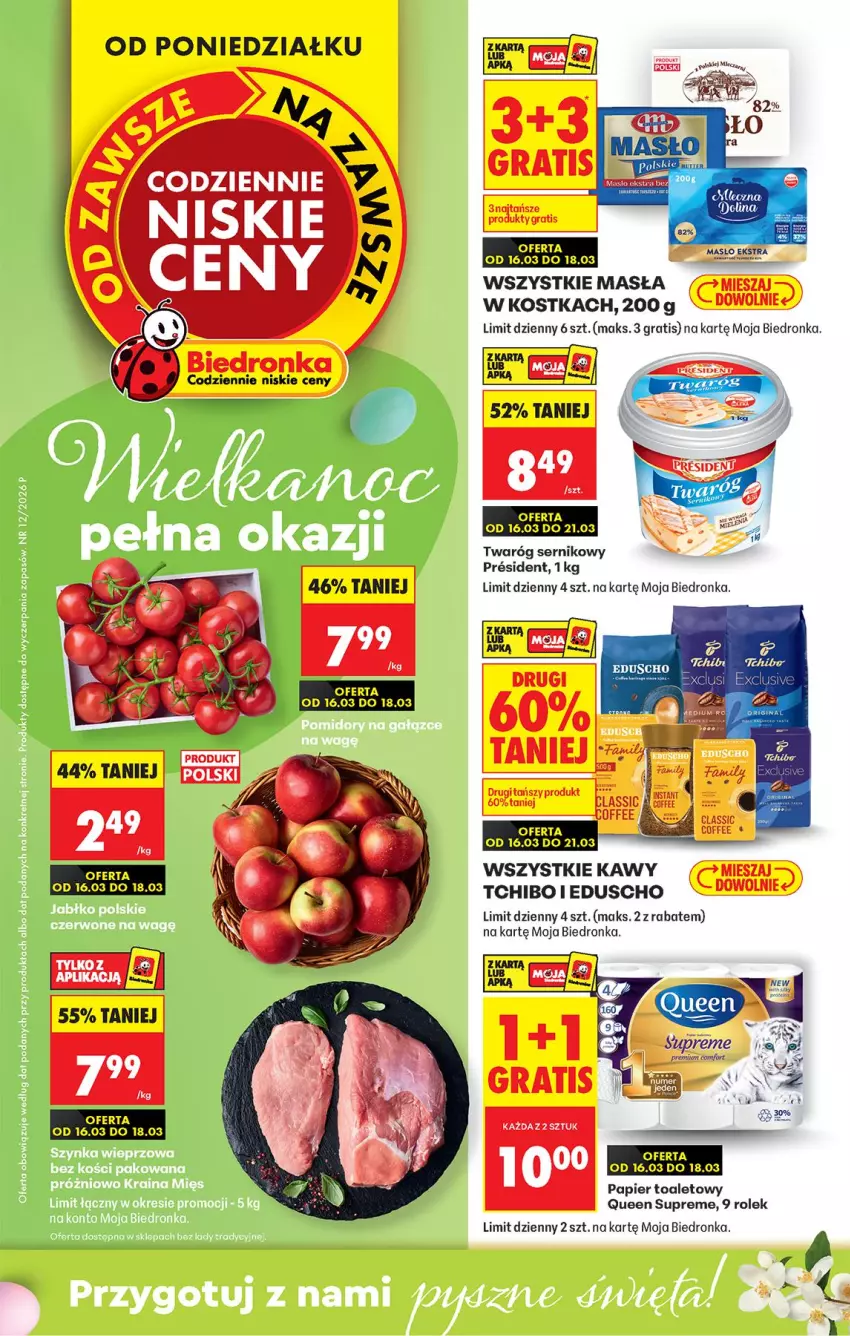Gazetka promocyjna Biedronka - Od Poniedziałku - ważna 16.03 do 21.03.2026 - strona 1 - produkty: Fa, Gra, Papier, Papier toaletowy, Ser, Tchibo, Twaróg
