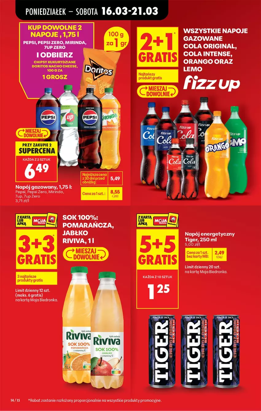 Gazetka promocyjna Biedronka - Od Poniedziałku - ważna 16.03 do 21.03.2026 - strona 16 - produkty: 7up, Gra, Mirinda, Napój, Napój energetyczny, Napój gazowany, Pepsi, Por, Sok