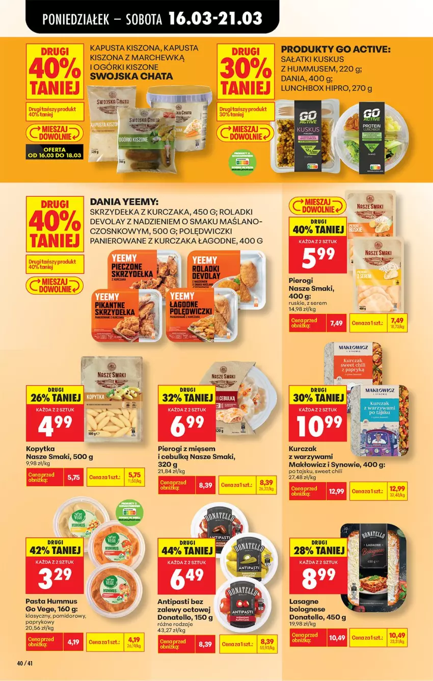Gazetka promocyjna Biedronka - Od Poniedziałku - ważna 16.03 do 21.03.2026 - strona 48 - produkty: Fa, Hummus, Kopytka, Kurczak, Kuskus, Lasagne, Lasagne bolognese, Mus, Pierogi, Polędwiczki panierowane, Sałat, Ser, Skrzydełka z kurczaka, Warzywa