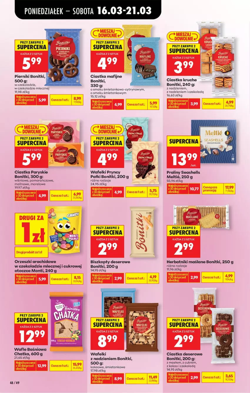 Gazetka promocyjna Biedronka - Od Poniedziałku - ważna 16.03 do 21.03.2026 - strona 58 - produkty: Biszkopty, Bonitki, Ciastka, Deser, Fa, Herbatniki, Kakao, Orzeszki, Piernik, Praliny, Ser, Wafle