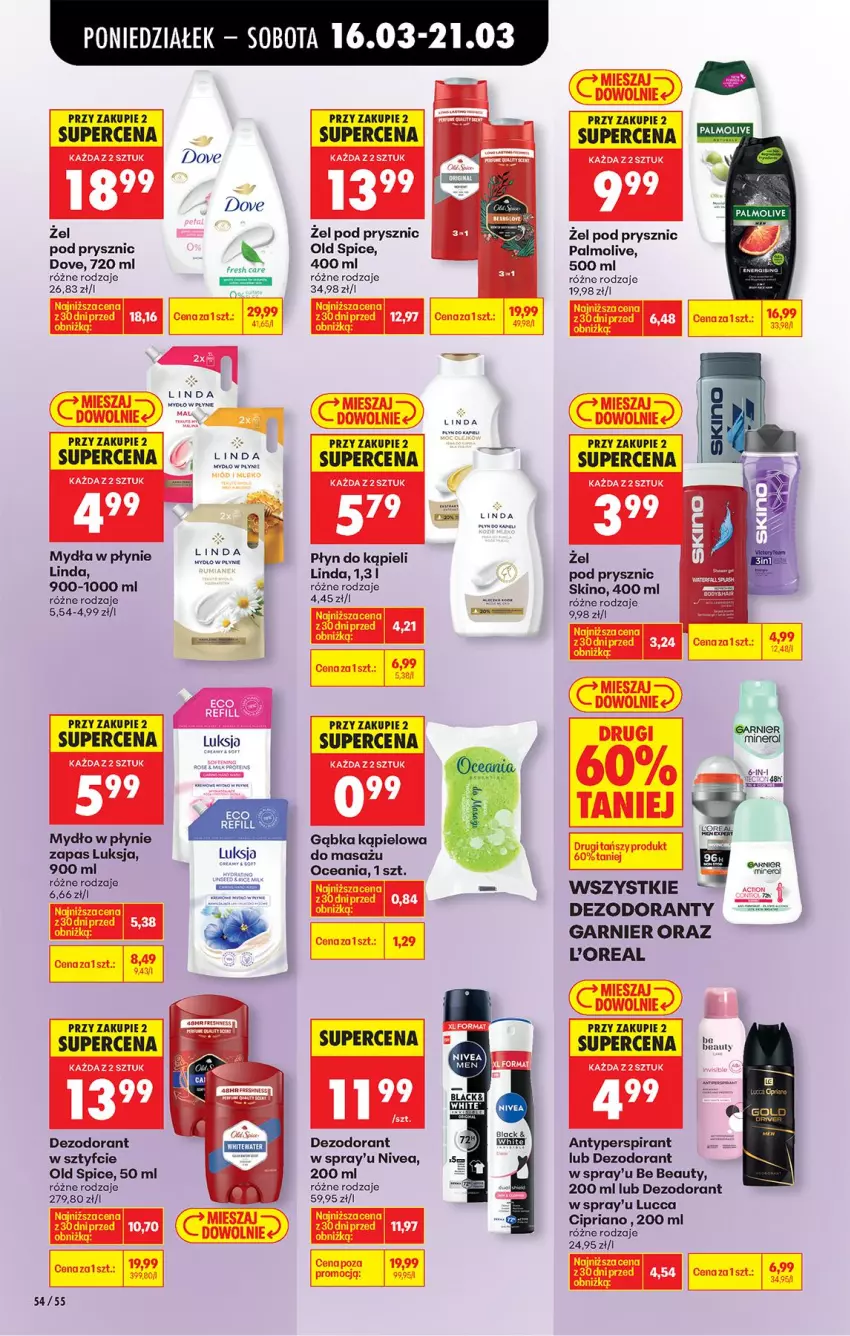 Gazetka promocyjna Biedronka - Od Poniedziałku - ważna 16.03 do 21.03.2026 - strona 66 - produkty: Antyperspirant, Be Be, Dezodorant, Dove, Garnier, Luksja, Mydło, Mydło w płynie, Nivea, Old Spice, Palmolive