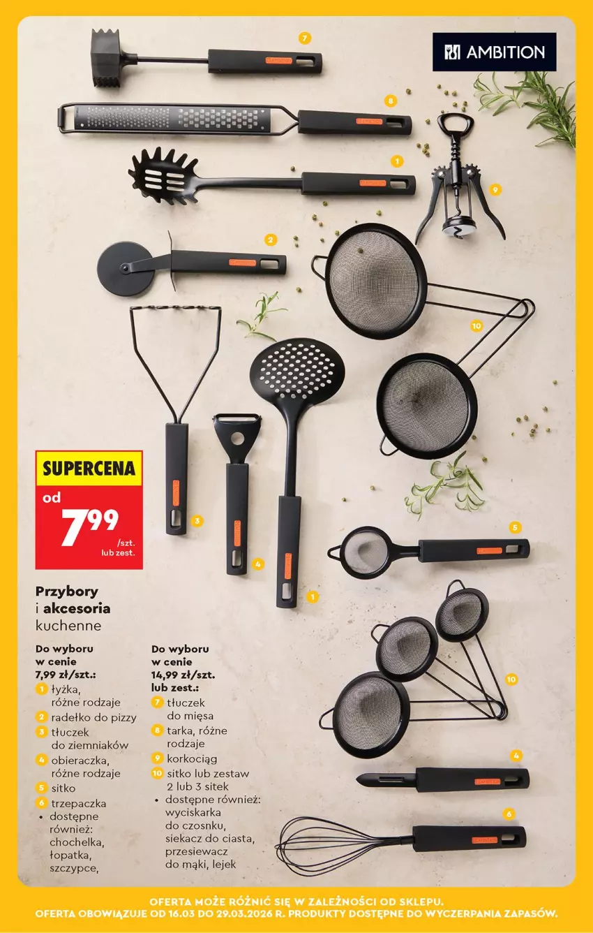 Gazetka promocyjna Biedronka - Od Poniedziałku - ważna 16.03 do 21.03.2026 - strona 89 - produkty: Ambition, Chochelka, Koc, Korkociąg, Obieraczka, Sitko, Szczypce, Tarka, Tłuczek, Trzepaczka, Wyciskarka