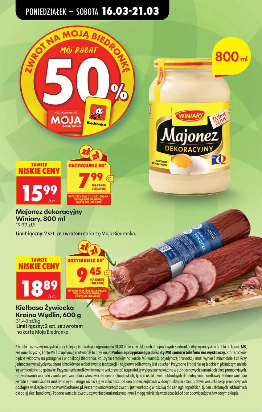 Gazetka promocyjna Biedronka - Od Poniedziałku - ważna 16.03 do 21.03.2026 - strona 9 - produkty: Kiełbasa, Majonez, Mus, Olej, Telefon, Tran, Winiary