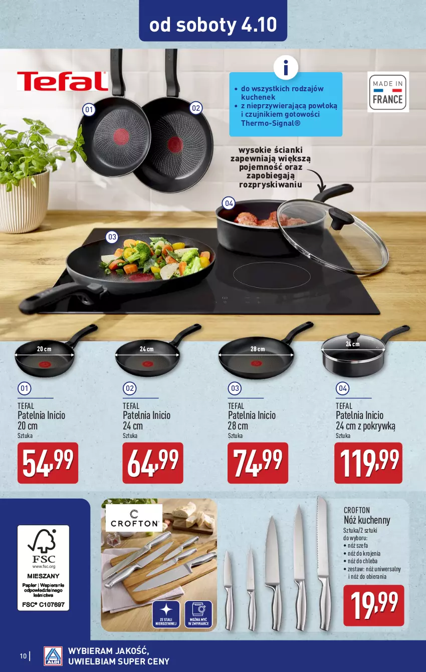 Gazetka promocyjna Aldi - Artykuły przemysłowe i tekstylia - ważna 29.09 do 04.10.2025 - strona 10 - produkty: Chleb, Fa, Nóż do chleba, Nóż uniwersalny, Patelnia, Sok, Tefal