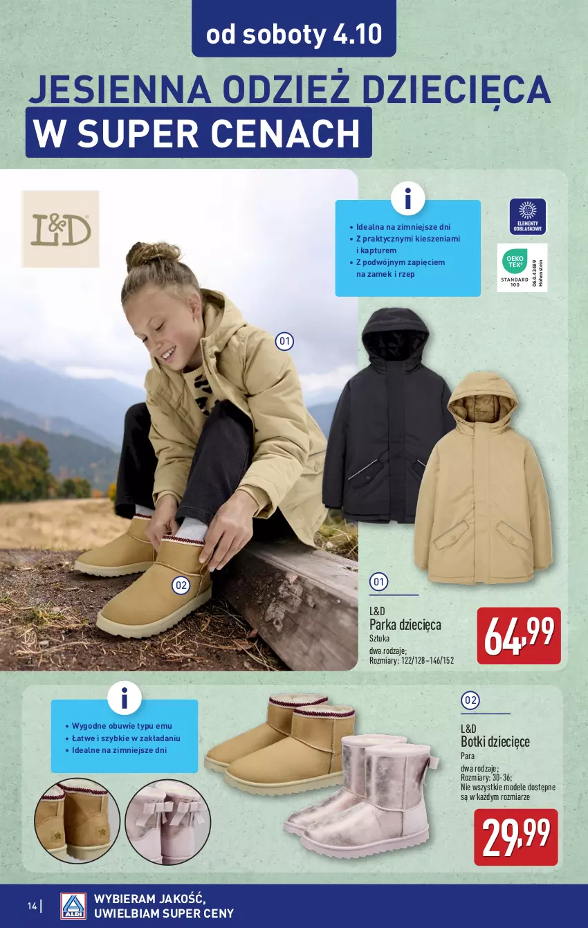 Gazetka promocyjna Aldi - Artykuły przemysłowe i tekstylia - ważna 29.09 do 04.10.2025 - strona 14 - produkty: Botki, Dzieci, Obuwie, Parka