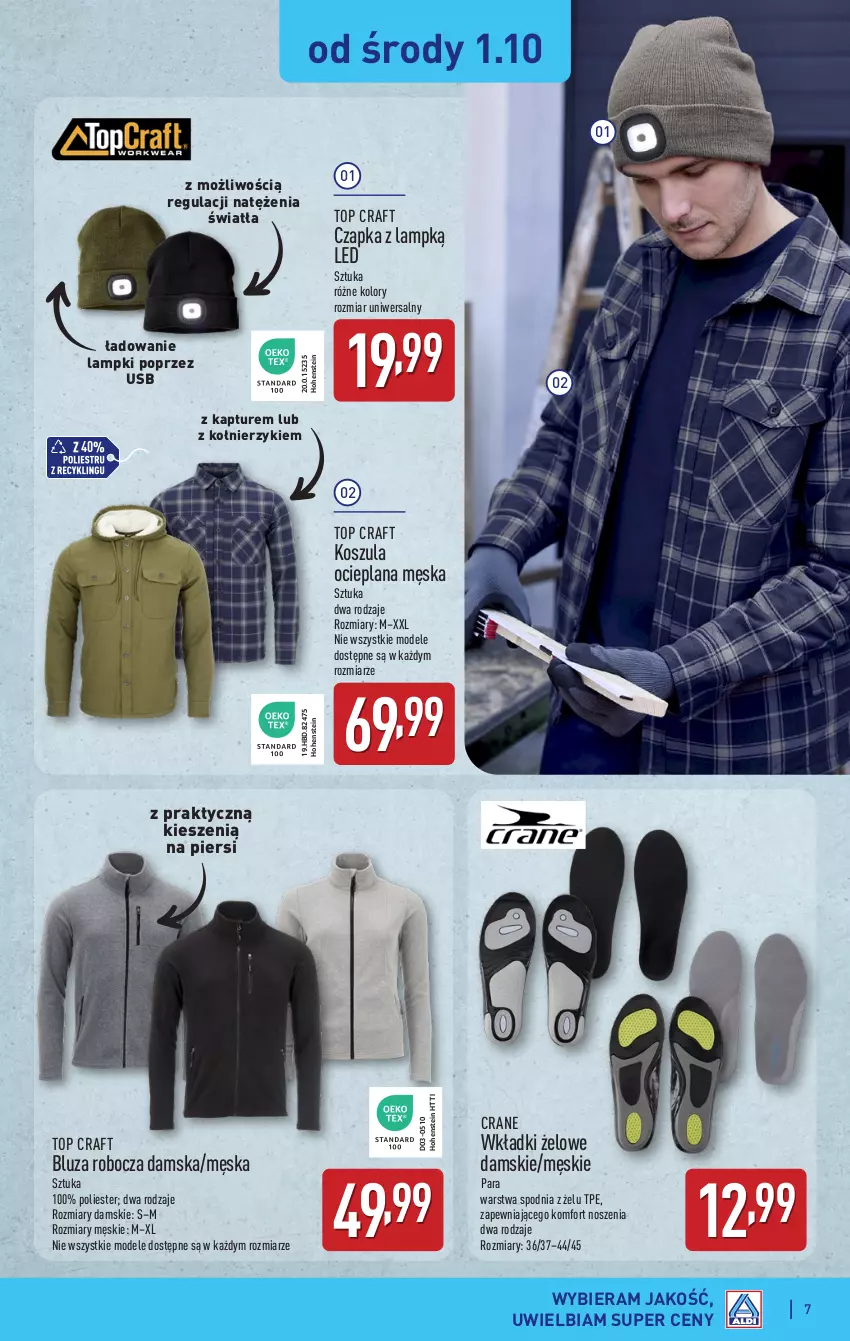 Gazetka promocyjna Aldi - Artykuły przemysłowe i tekstylia - ważna 29.09 do 04.10.2025 - strona 7 - produkty: Bluza, Czapka, Kosz, Koszula, LANA, Top, Wkładki