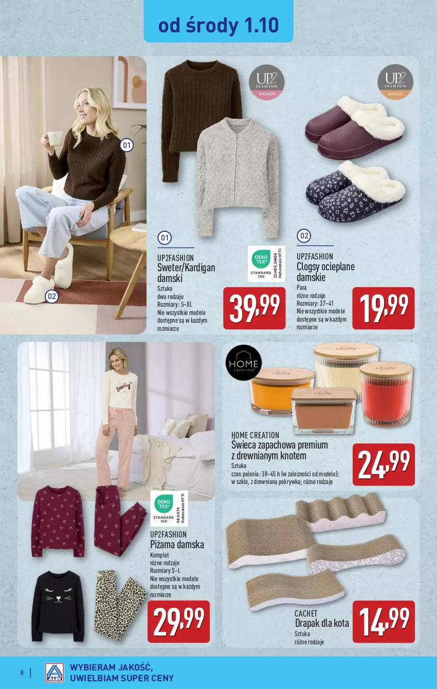 Gazetka promocyjna Aldi - Artykuły przemysłowe i tekstylia - ważna 29.09 do 04.10.2025 - strona 8 - produkty: Clogsy, Drapak, Fa, Kardigan, Piżama, Sweter
