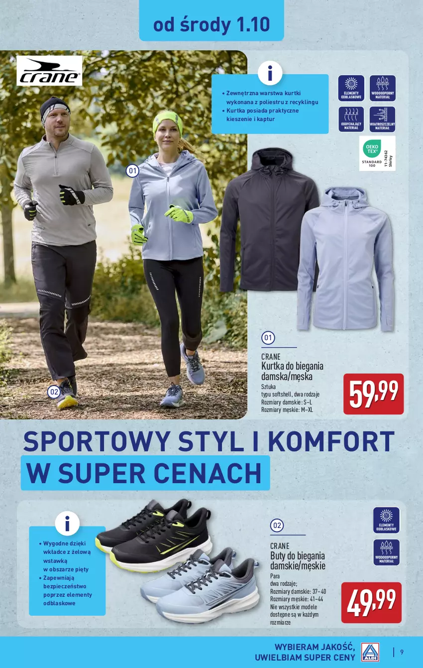 Gazetka promocyjna Aldi - Artykuły przemysłowe i tekstylia - ważna 29.09 do 04.10.2025 - strona 9 - produkty: Buty, Kurtka, Piec, Por, Sport