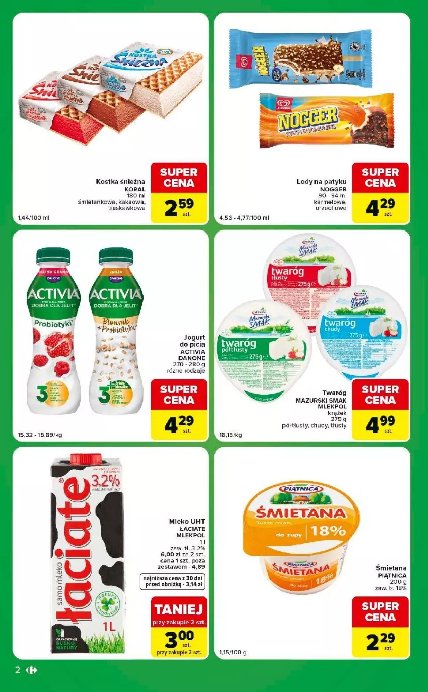 Gazetka promocyjna Carrefour - Gazetka Express w SUMIE ekspresowe zakupy - ważna 21.07 do 27.07.2026 - strona 2 - produkty: Activia, Danone, Fa, Jogurt, Kakao, Lody, Mleko, Piątnica, Por