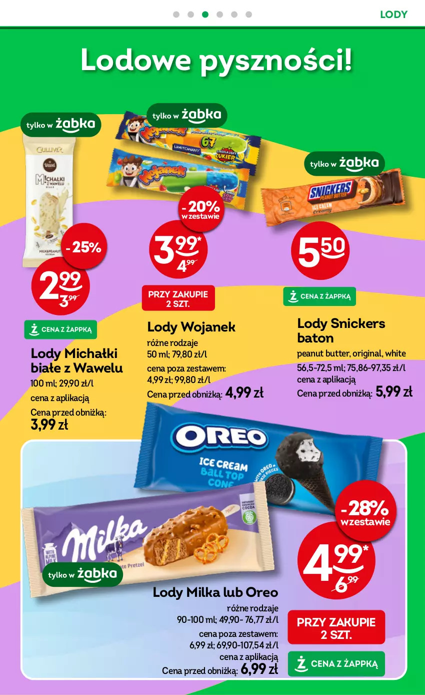 Gazetka promocyjna Żabka - gazetka-promocyjna-29-30-2026 - ważna 15.07 do 28.07.2026 - strona 40 - produkty: Baton, Gin, Lody, Michałki, Milka, Oreo, Snickers, Wawel