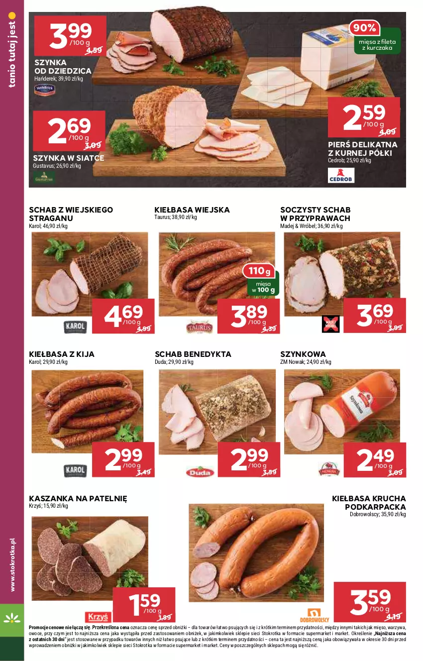 Gazetka promocyjna Stokrotka - Supermarket Opole/Radom - ważna 24.10 do 29.10.2024 - strona 12 - produkty: Duda, Karp, Kasza, Kaszanka, Kiełbasa, Kiełbasa krucha, Kiełbasa wiejska, Kurczak, Mięso, NOWAK, Owoce, Schab Benedykta, Szynka, Warzywa