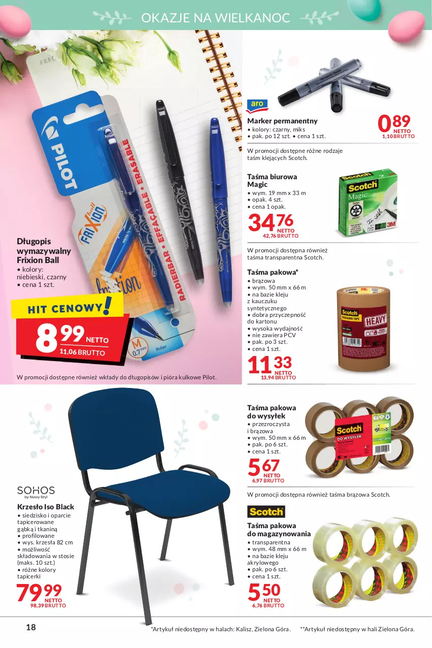 Gazetka promocyjna Makro - [Oferta promocyjna] Artykuły spożywcze i przemysłowe - ważna 05.04 do 18.04.2022 - strona 18 - produkty: Biuro, Długopis, Klej, Krzesło, Lack, Marker, Siedzisko, Sok, Taśma pakowa, Tran