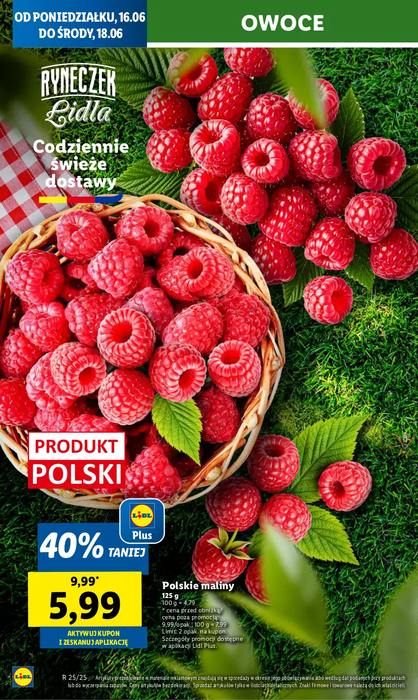 Gazetka promocyjna Lidl - GAZETKA - ważna 16.06 do 18.06.2025 - strona 22 - produkty: Maliny, Owoce
