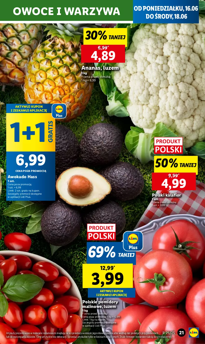 Gazetka promocyjna Lidl - GAZETKA - ważna 16.06 do 18.06.2025 - strona 25 - produkty: Ananas, Gra, Kalafior, Owoce, Pomidory, Warzywa