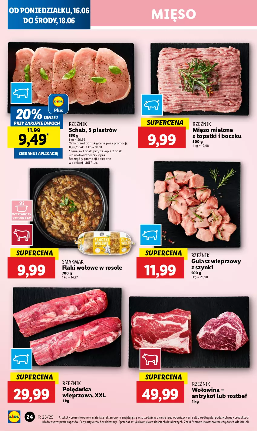 Gazetka promocyjna Lidl - GAZETKA - ważna 16.06 do 18.06.2025 - strona 28 - produkty: Flaki, Flaki wołowe, Mięso, Mięso mielone, Polędwica, Rostbef, Wołowina