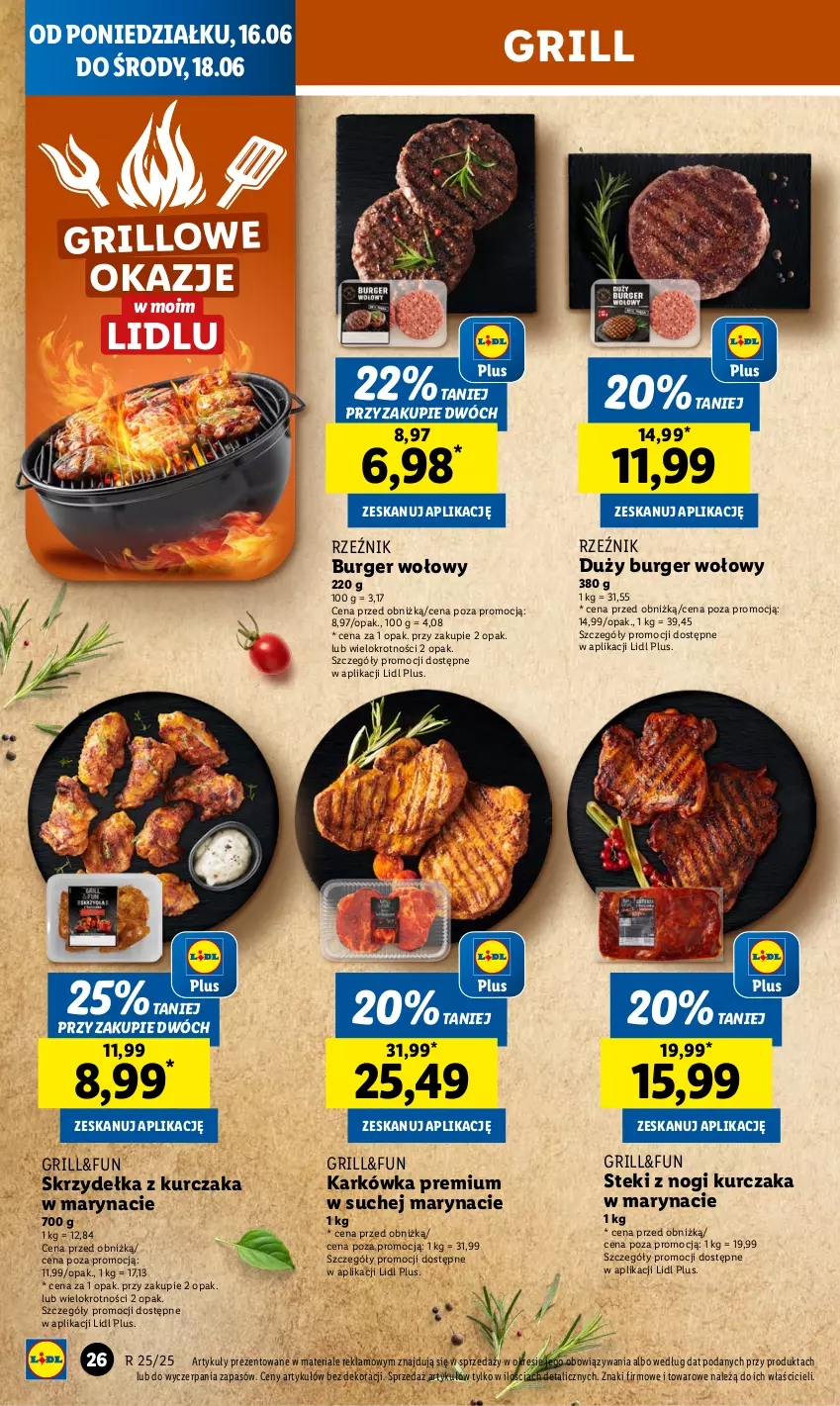 Gazetka promocyjna Lidl - GAZETKA - ważna 16.06 do 18.06.2025 - strona 30 - produkty: Burger, Grill, Kurczak, Skrzydełka z kurczaka, Stek