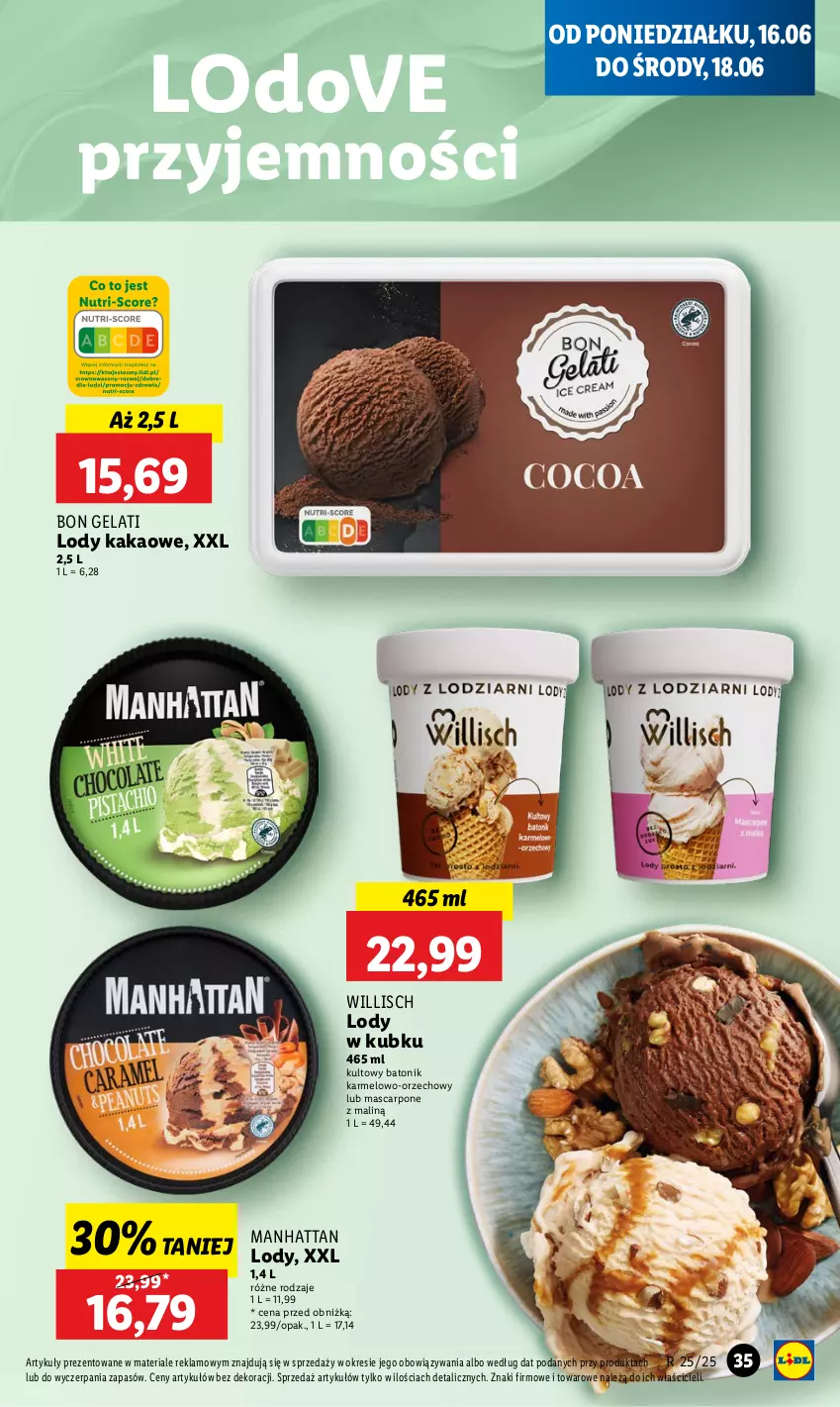 Gazetka promocyjna Lidl - GAZETKA - ważna 16.06 do 18.06.2025 - strona 41 - produkty: Baton, Dove, Kakao, Lody, Mascarpone, Tonik