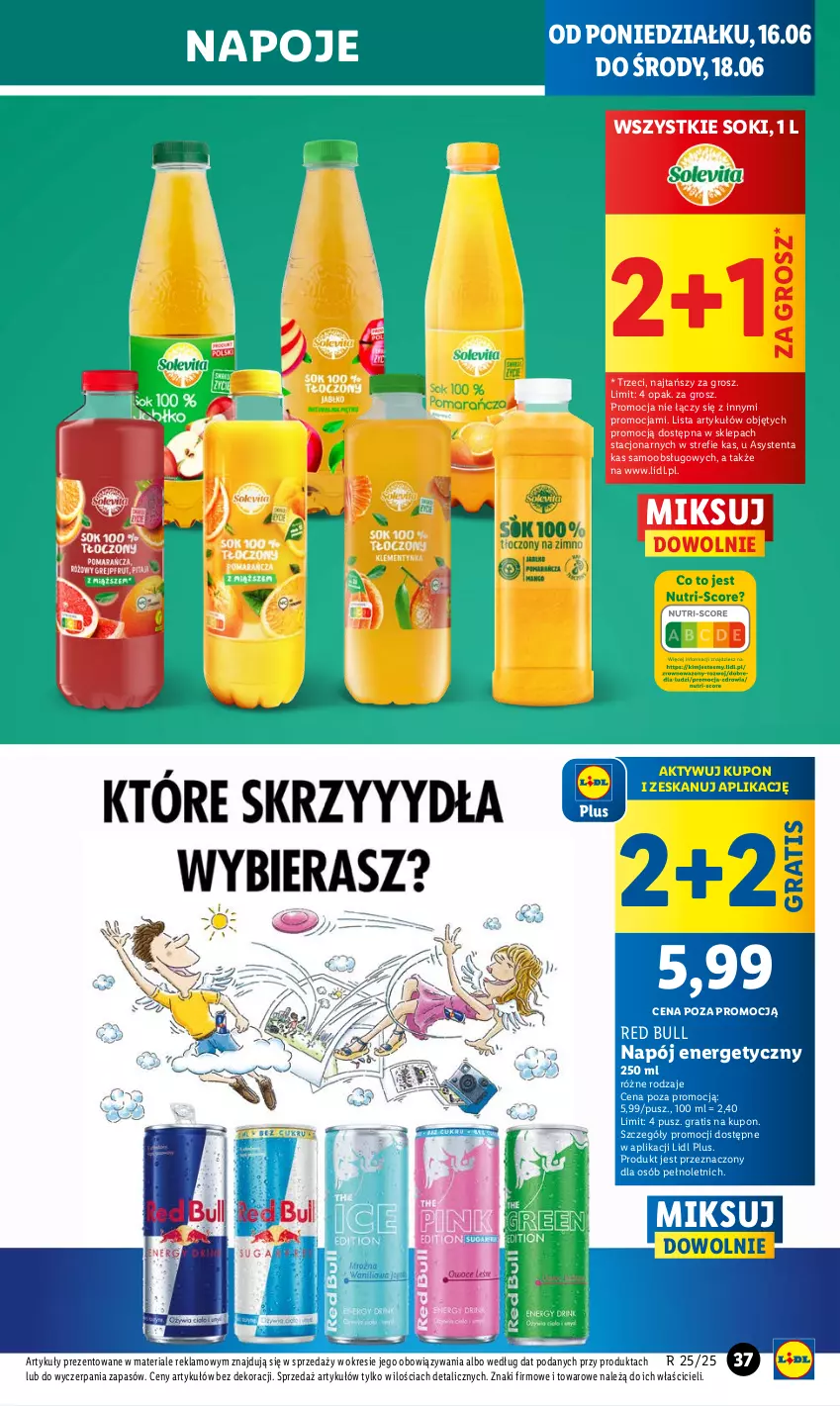 Gazetka promocyjna Lidl - GAZETKA - ważna 16.06 do 18.06.2025 - strona 45 - produkty: Gra, Napój, Napój energetyczny, Napoje, Red Bull, Sok