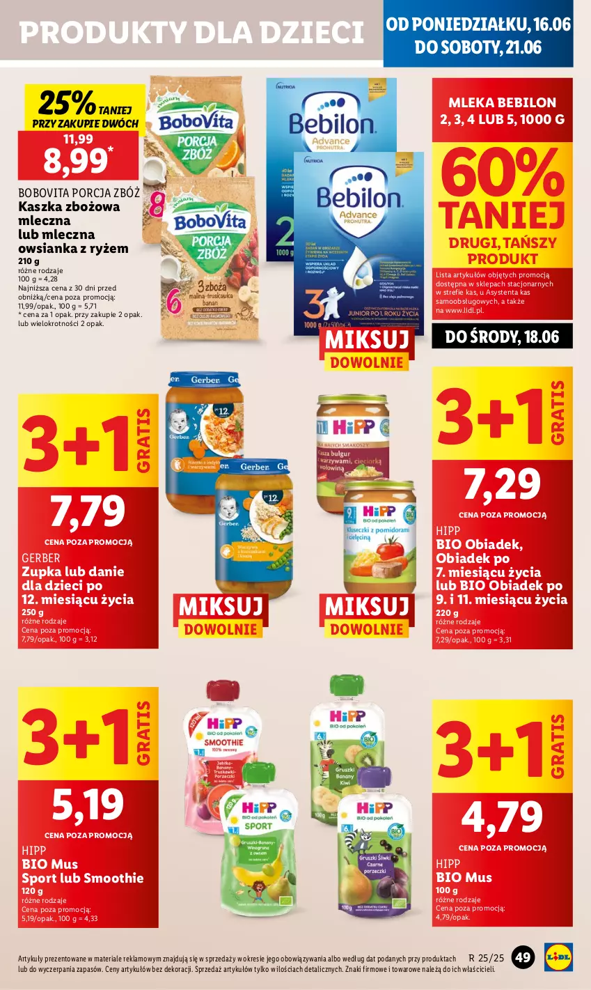 Gazetka promocyjna Lidl - GAZETKA - ważna 16.06 do 18.06.2025 - strona 59 - produkty: BEBILON, BoboVita, Danie dla dzieci, Dzieci, Gerber, Gra, HiPP, Mus, Owsianka, Por, Ryż, Smoothie, Sport