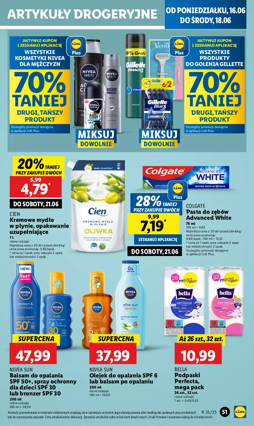 Gazetka promocyjna Lidl - GAZETKA - ważna 16.06 do 18.06.2025 - strona 61 - produkty: Bell, Bella, Bronzer, Colgate, Dzieci, Gillette, LG, Mydło, Mydło w płynie, Nivea, Olej, Pasta do zębów, Perfecta, Podpaski