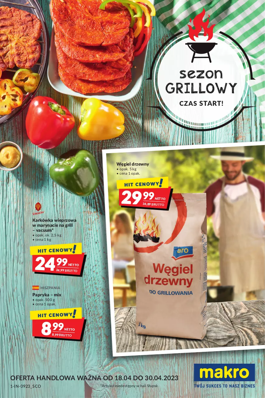 Gazetka promocyjna Makro - Sezon grillowy czas start! - ważna 18.04 do 30.04.2023 - strona 1 - produkty: Grill, Karkówka wieprzowa, Papryka, Węgiel drzewny