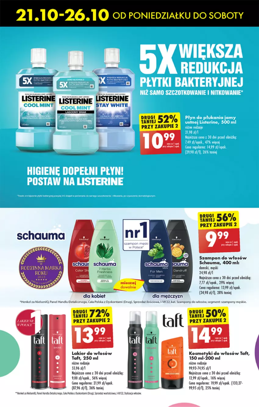 Gazetka promocyjna Biedronka - Od Czwartku - ważna 24.10 do 30.10.2024 - strona 63 - produkty: Fa, Lakier, Lakier do włosów, Listerine, Schauma, Szampon, Taft