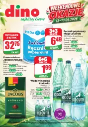 Gazetka promocyjna Dino - Katalog - Weekendowe Okazje - Gazetka - ważna od 13.06 do 13.06.2026 - strona 1 - produkty: Gra, Papier, Kawa mielona, Kawa, Jacobs Krönung, Ręcznik, Woda mineralna, Jacobs, Woda