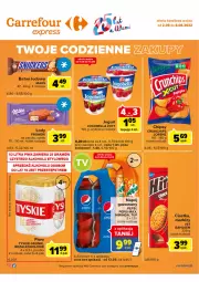 Gazetka promocyjna Carrefour - Gazetka Express - Gazetka - ważna od 08.08 do 08.08.2022 - strona 2 - produkty: Piwo, Ciastka, 7up, Pepsi max, Zott, Bell, Jogurt, Chipsy, Mirinda, Kosz, Tyskie, Lody, Pepsi, Napój gazowany, Mars, Crunchips, Baton, Lorenz, Bella, Jogobella, Napój