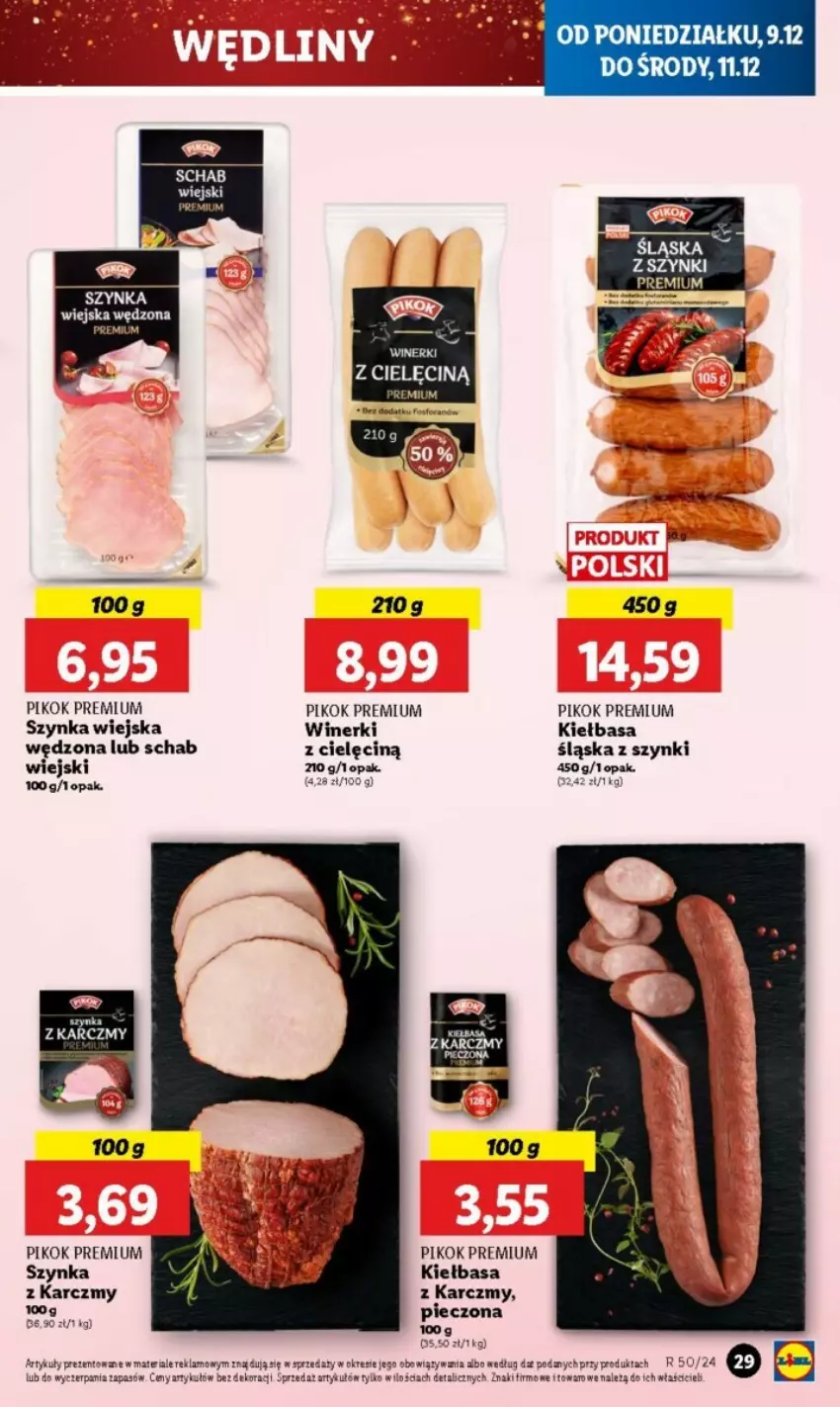 Gazetka promocyjna Lidl - ważna 09.12 do 24.12.2024 - strona 27 - produkty: Kiełbasa, Piec, PIKOK, Szynka