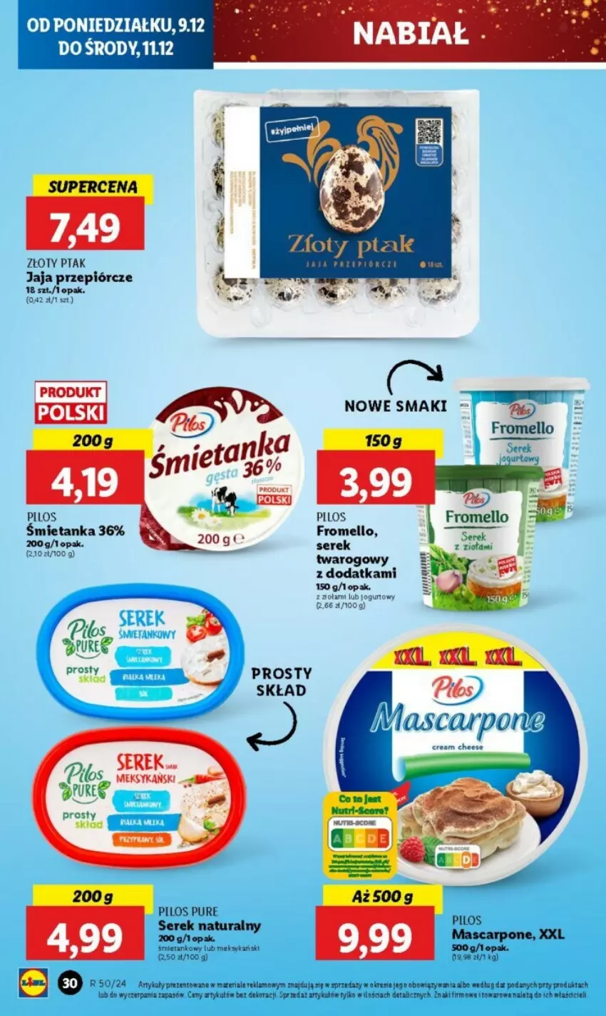 Gazetka promocyjna Lidl - ważna 09.12 do 24.12.2024 - strona 28 - produkty: Fa, Jaja, Mascarpone, Pilos, Pur, Ser, Serek, Serek naturalny