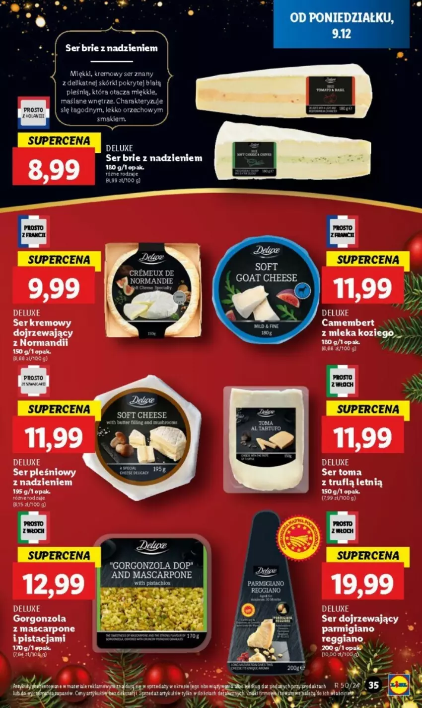 Gazetka promocyjna Lidl - ważna 09.12 do 24.12.2024 - strona 33 - produkty: Brie, Gorgonzola, Mascarpone, Ser, Ser pleśniowy